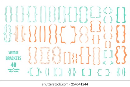 Vintage Brackets Hand Drawn Vector Set 