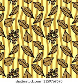 vintage branch and leaves seamless pattern