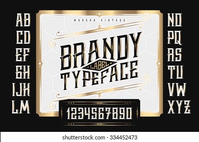 Vintage Brandy Label Typeface With Classic Ornate And Pattern