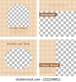 Vintage Bread Bakery Theme Banner Design. Editable Social Media Template For Square Post. Banner Template For Bakery And Pastry Business Promotion And Ads. Brown Color.