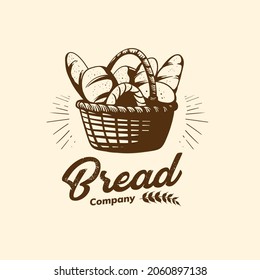 vintage bread logo template design