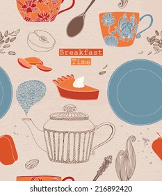 Vintage Breakfast Poster. Vector illustration.