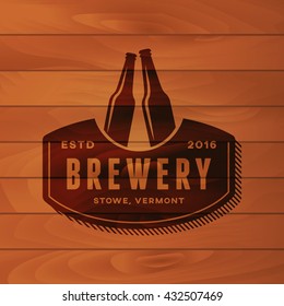 vintage brewery badge. beer brewing label. vector illustration