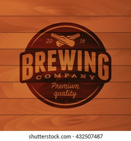 vintage brewery badge. beer brewing label. vector illustration