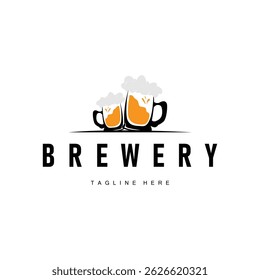 vintage brewery logo design concept, whiskey drink with simple minimalist concept, symbol template for product brand, restaurant, bar, cafe