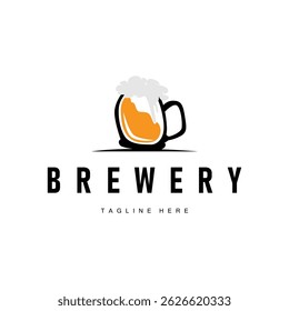 vintage cervejaria logotipo design conceito, bebida de uísque com conceito minimalista simples, modelo de símbolo para marca de produto, restaurante, bar, café