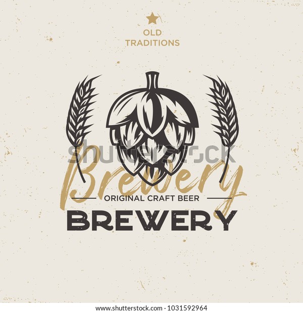 Vintage Brewery Logo Hop Malts Vectror Stock Vector (Royalty Free ...