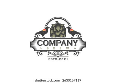 vintage brewing logo, reference logo for your business