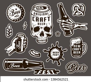 Vintage brewing monochrome elements collection  