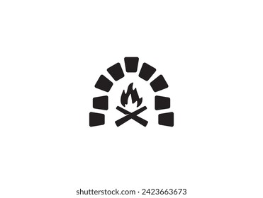 vintage brick furnace logo design symbol template