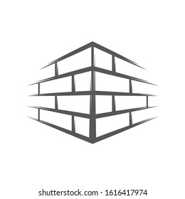 Vintage brick wall isolated on white background. Silhouette brick wall vector symbol. Vector illustration