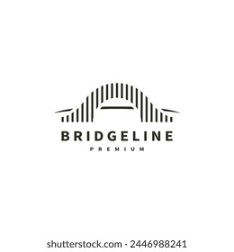 vintage bridge line vector logo design illustration
