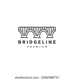 vintage bridge line vector logo design illustration 2