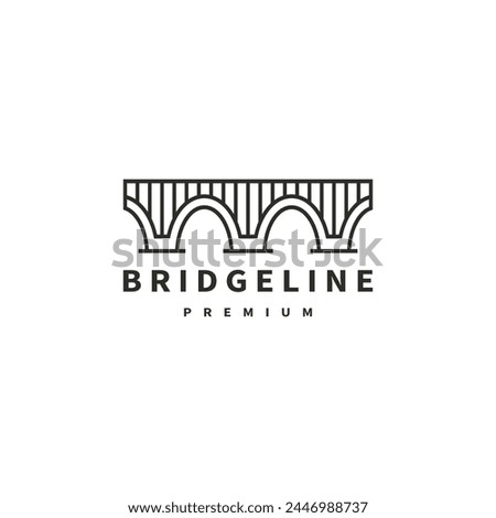 vintage bridge line vector logo design illustration 2