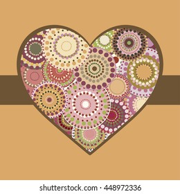 Vintage bright colorful heart green ribbon.