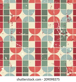 Vintage bright geometric seamless pattern, vector abstract background. 