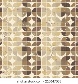 Vintage bright geometric seamless pattern, rounded abstract background. 