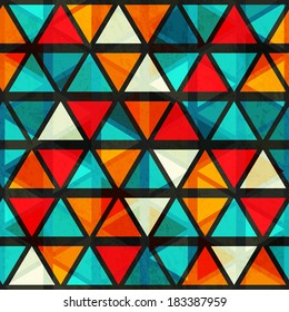 vintage bright triangle seamless pattern with grunge effect