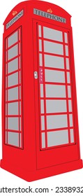 A Vintage British Red Public Telephone Box isolated on white