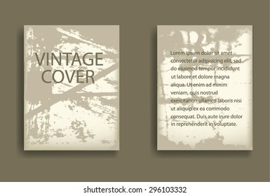 Vintage Brochure Design and Retro Design Elements. Grunge Distressed Texture Background . Vector Illustration. 
