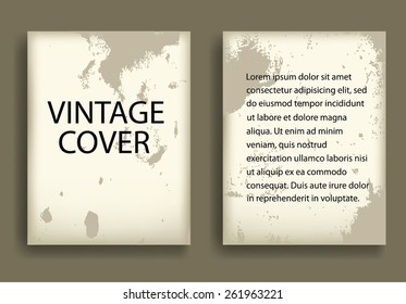 Vintage Brochure Design Template. Scratch Texture. Wall Background. Vector Illustration. 