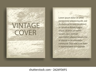 Vintage Brochure Design Template. Scratch Texture. Wall Background.