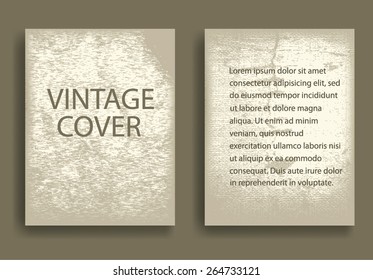 Vintage Brochure Design Template. Scratch Texture. Wall Background. Magazine Cover. 