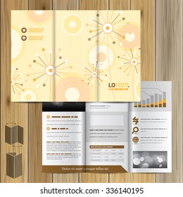 Vintage brochure template design with creative flowers and art round elements. Cover layout
