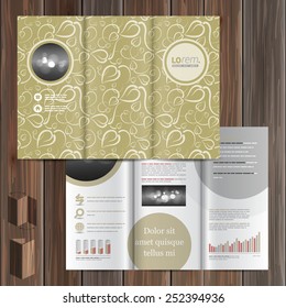Vintage brochure template design with floral pattern. Cover layout