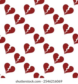 Vintage Broken Heart vector creative seamless pattern concept background with distressed heart sign