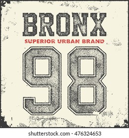vintage bronx typography, t-shirt graphics, vector illustration