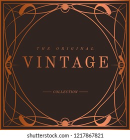 Vintage bronze art nouveau badge vector