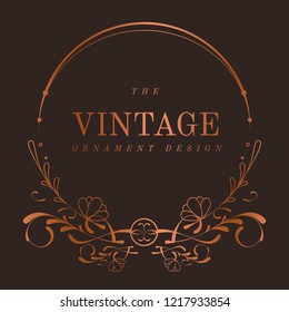 Vintage bronze art nouveau badge vector