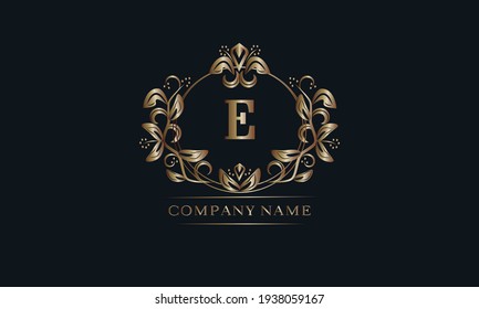 Vintage bronze logo with the letter E. Elegant monogram, business sign, identity for a hotel, restaurant, jewelry.