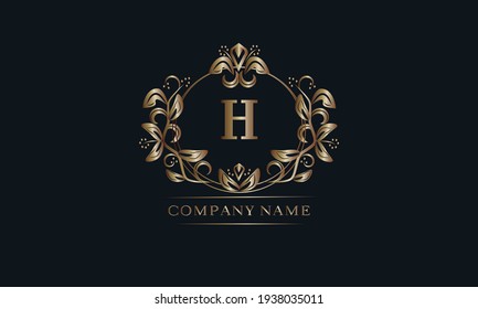 Vintage bronze logo with the letter H. Elegant monogram, business sign, identity for a hotel, restaurant, jewelry.