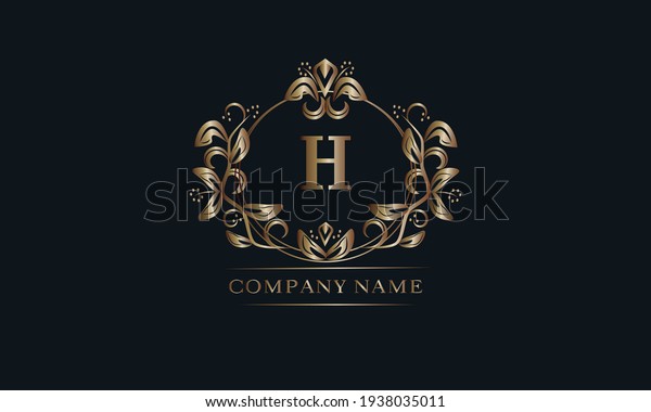 Vintage bronze\
logo with the letter H. Elegant monogram, business sign, identity\
for a hotel, restaurant,\
jewelry.