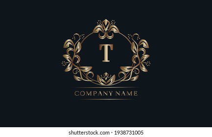 Vintage bronze logo with the letter T. Elegant monogram, business sign, identity for a hotel, restaurant, jewelry.