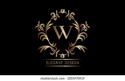 Vintage bronze logo with the letter W. Exquisite monogram, business sign, identity for a hotel, restaurant, jewelry.