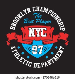 campeonato vintage de Brooklyn, tipografía para estampado de camisetas, ilustración vectorial