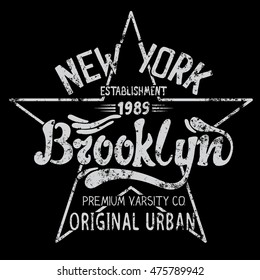 Vintage Brooklyn label.Grunge style.Typography design for t-shirts. Vector illustration