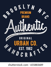 Vintage Brooklyn NYC denim typography, for t-shirt and other uses.