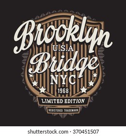 Vintage Brooklyn typography, t-shirt graphics, vectors