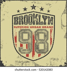 vintage brooklyn typography, t-shirt graphics, vector illustration