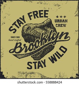 Vintage brooklyn typography, t-shirt graphics, vector illustration