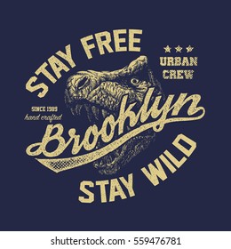 vintage brooklyn typography, t-shirt graphics, vector illustration