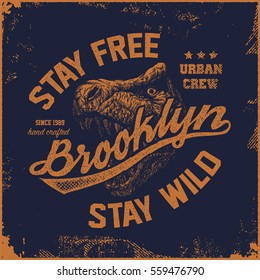 vintage brooklyn typography, t-shirt graphics, vector illustration