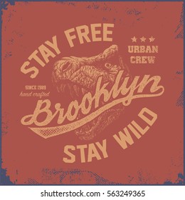 vintage brooklyn typography, t-shirt graphics, vector illustration
