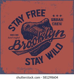 vintage brooklyn typography, t-shirt graphics, vector illustration