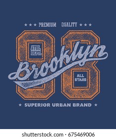 vintage brooklyn typography, t-shirt graphics, vector illustration