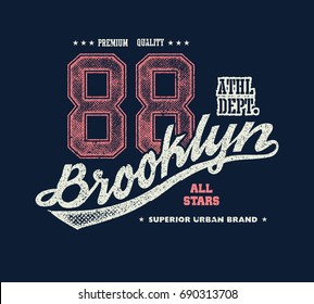 Vintage-Brooklyn-Typografie, T-Shirt-Grafik, Vektorgrafik